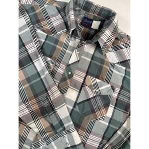 Vtg Wrangler X-Long Tails Pearl Snap Multicolor Plaid  19-37 Western Shirt